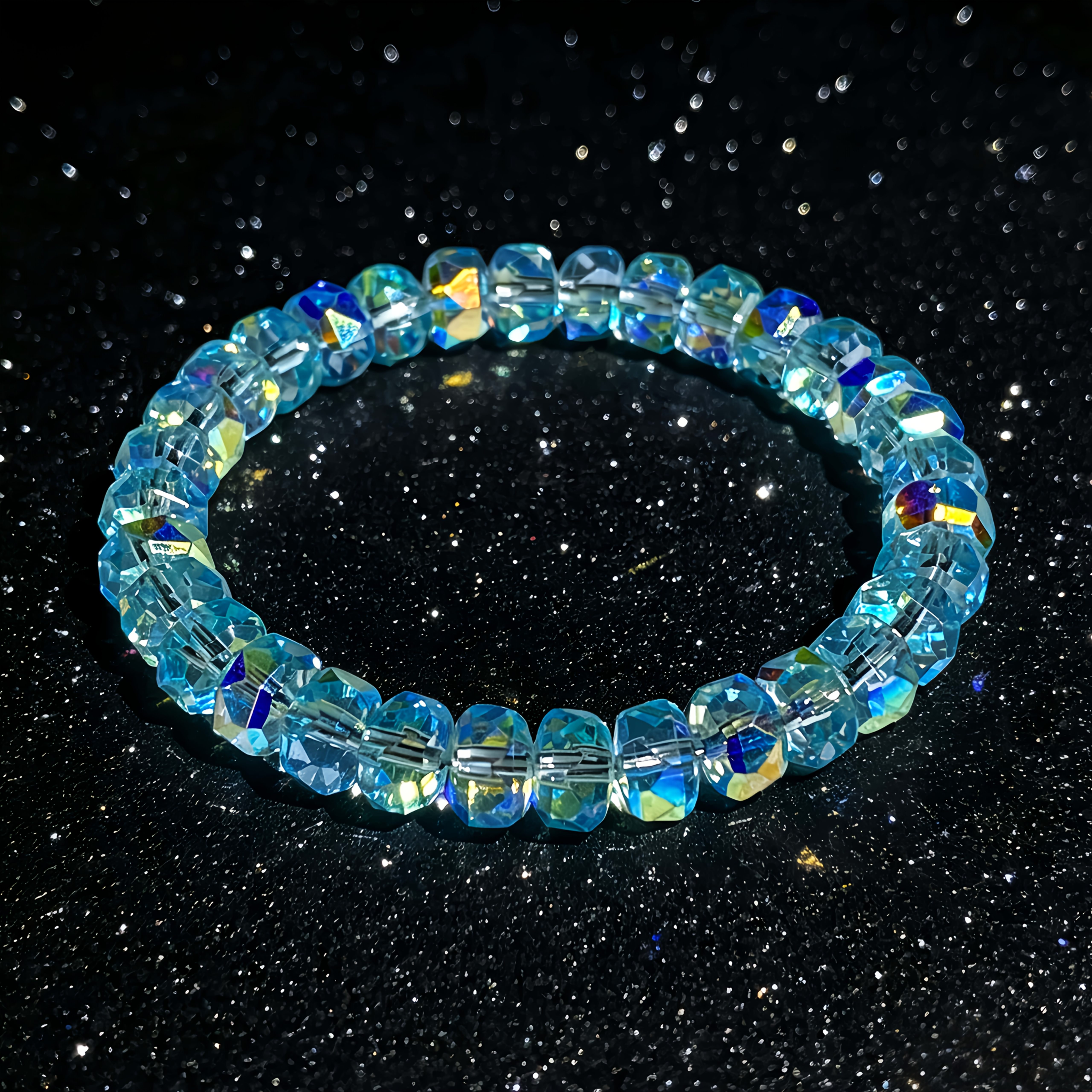 Women's Iridescent Sea Blue Bangle, Easy Luxury